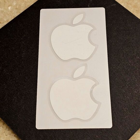 Apple Logo Genuine Authentic OEM iPhone iMac iPad Sticker Lot of 2 - Picture 1 of 4